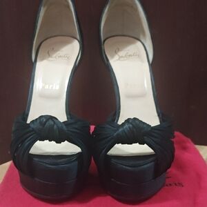 Christian Louboutin VERY PRIVE 120 Elegant Black Platform Heels SIe 38